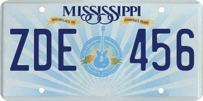 MS license plate ZDE456