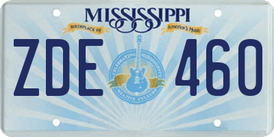 MS license plate ZDE460