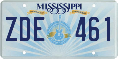 MS license plate ZDE461