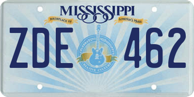 MS license plate ZDE462