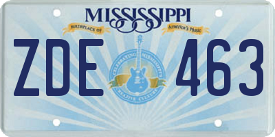 MS license plate ZDE463