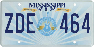 MS license plate ZDE464