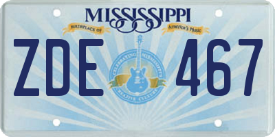 MS license plate ZDE467