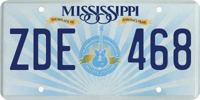 MS license plate ZDE468