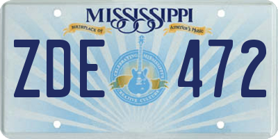 MS license plate ZDE472