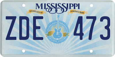 MS license plate ZDE473