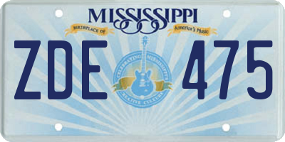MS license plate ZDE475