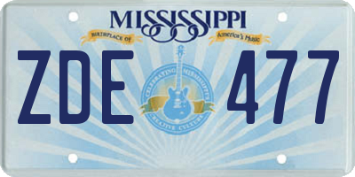 MS license plate ZDE477