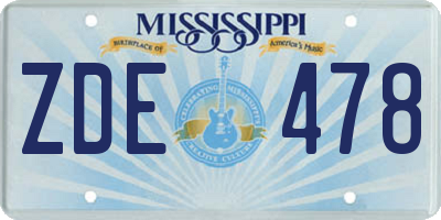 MS license plate ZDE478