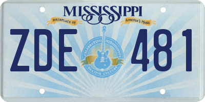 MS license plate ZDE481