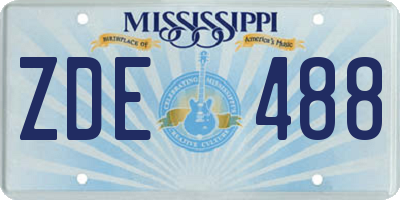 MS license plate ZDE488