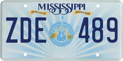 MS license plate ZDE489