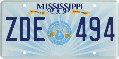MS license plate ZDE494