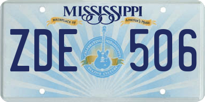 MS license plate ZDE506