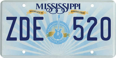 MS license plate ZDE520