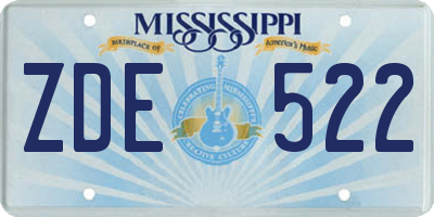 MS license plate ZDE522