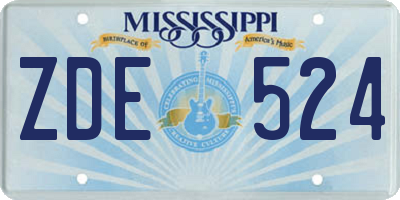 MS license plate ZDE524