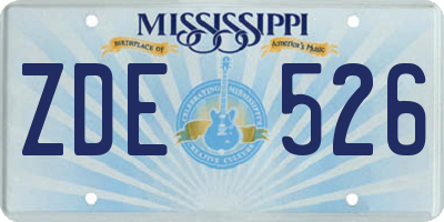 MS license plate ZDE526