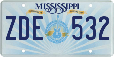 MS license plate ZDE532