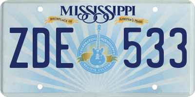 MS license plate ZDE533