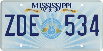 MS license plate ZDE534