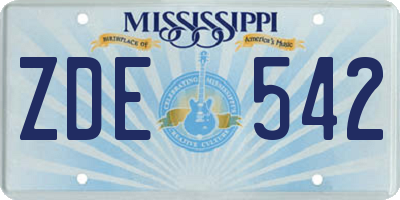 MS license plate ZDE542