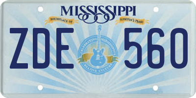 MS license plate ZDE560