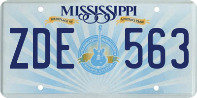 MS license plate ZDE563