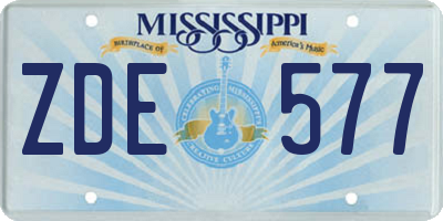 MS license plate ZDE577