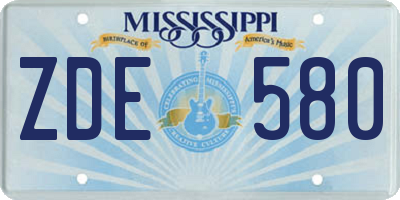 MS license plate ZDE580