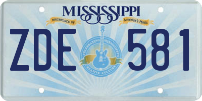 MS license plate ZDE581