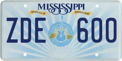 MS license plate ZDE600