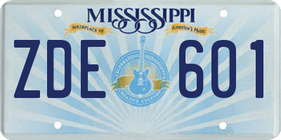 MS license plate ZDE601