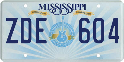 MS license plate ZDE604