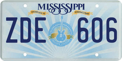 MS license plate ZDE606