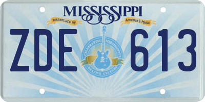 MS license plate ZDE613