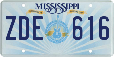 MS license plate ZDE616