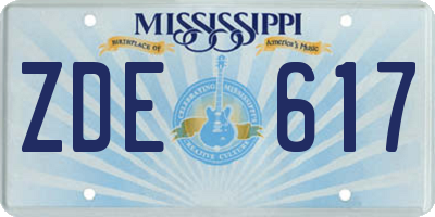 MS license plate ZDE617