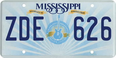 MS license plate ZDE626