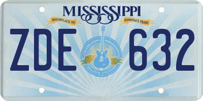 MS license plate ZDE632