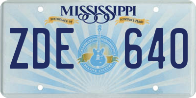 MS license plate ZDE640