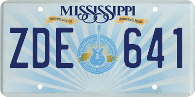MS license plate ZDE641