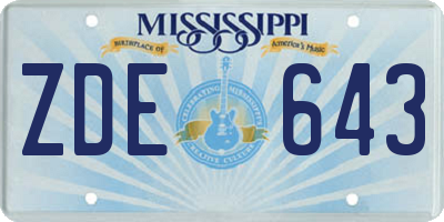 MS license plate ZDE643