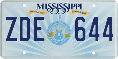 MS license plate ZDE644