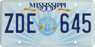 MS license plate ZDE645