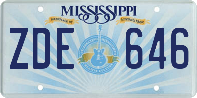 MS license plate ZDE646