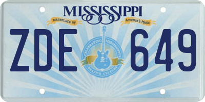 MS license plate ZDE649