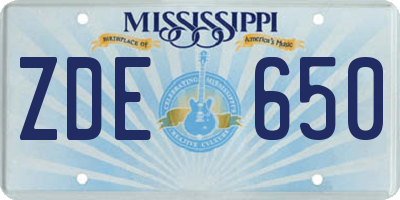 MS license plate ZDE650
