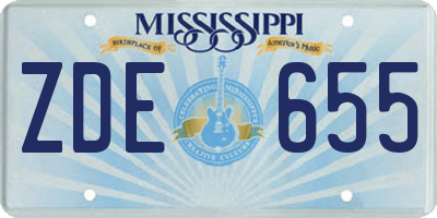 MS license plate ZDE655