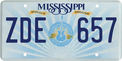 MS license plate ZDE657
